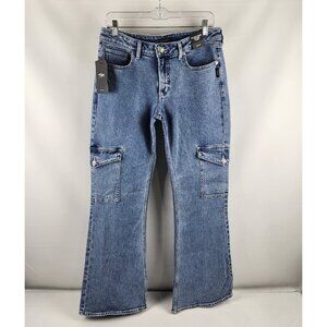 Silver Jeans Womens 28x31 Blue Be Low Cargo Low Rise Flare Denim NWT